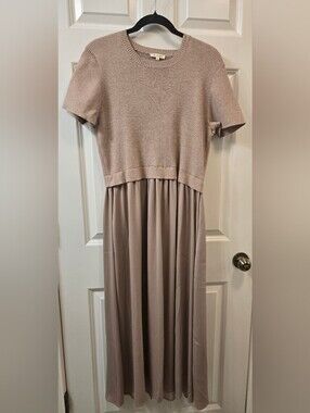 Women's Roolee XL Taupe Knit-Top Maxi Dress